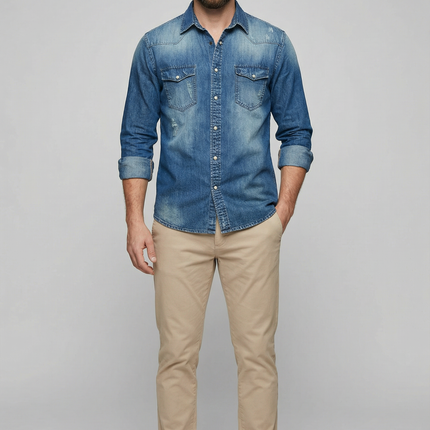 Men's Shirt Slim Fit Cotton Blend Denim