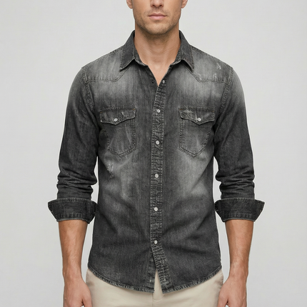 Men's Shirt Slim Fit Cotton Blend Denim