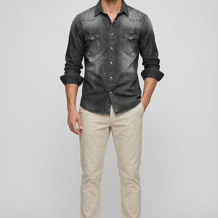 Men's Shirt Slim Fit Cotton Blend Denim