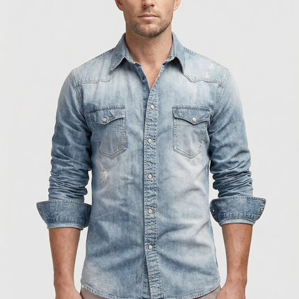 Men's Shirt Slim Fit Cotton Blend Denim