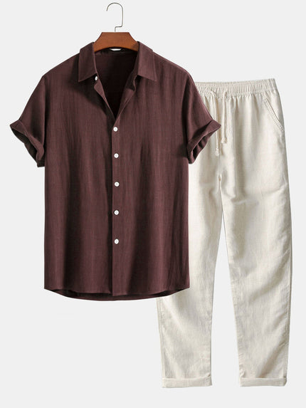 Men's Short Sleeve Casual Shirt Set