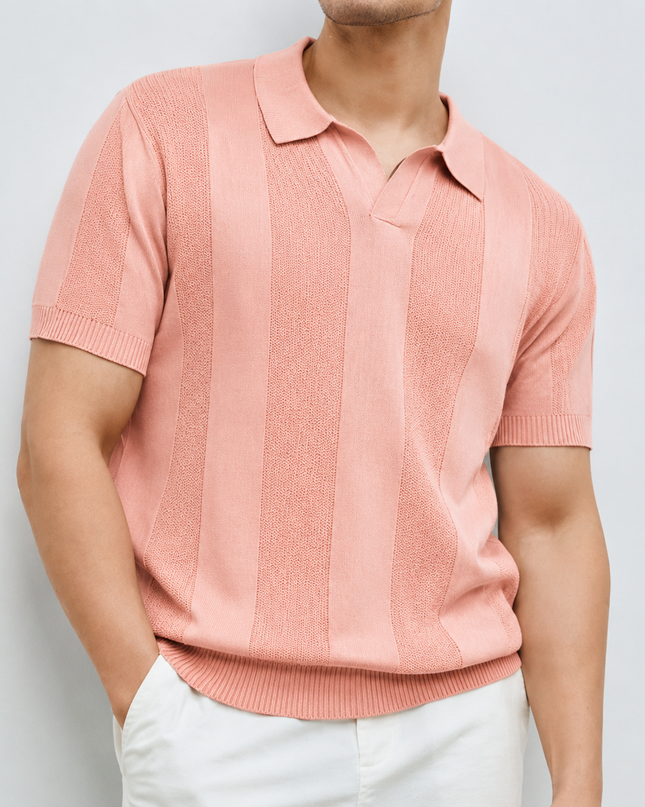 Men’s Short Sleeve Knitted Polo Shirt Solid Color