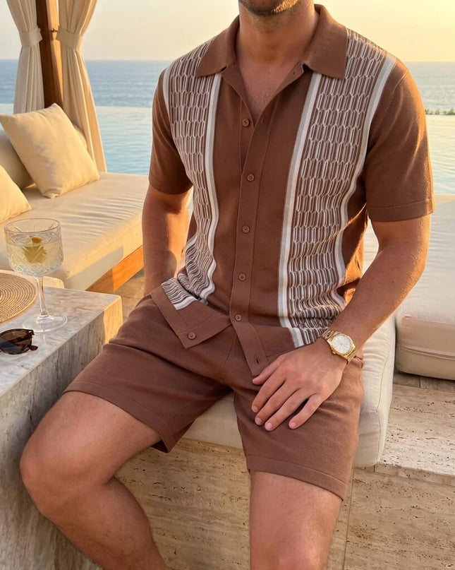 Men’s Summer 2-Piece Set Shirt and Shorts