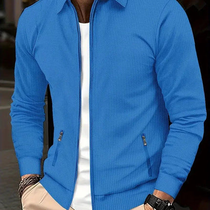 Men's Zip Knit Cardigan – Textured Stand Collar Smart Layer