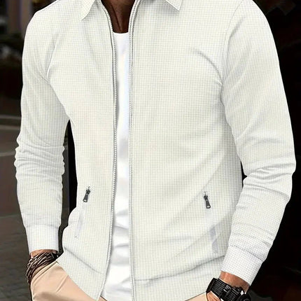 Men's Zip Knit Cardigan – Textured Stand Collar Smart Layer