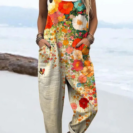 Mirabella | Floral Wide-Leg Sleeveless Jumpsuit