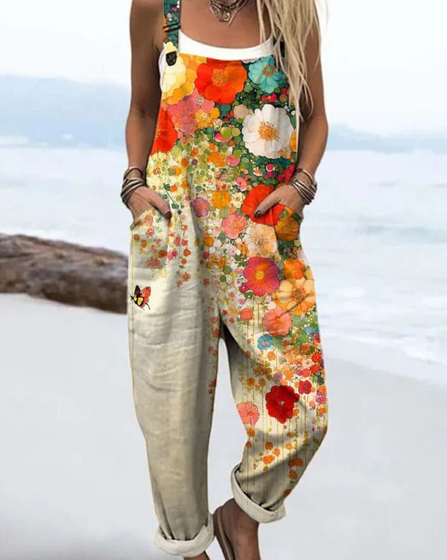 Mirabella | Floral Wide-Leg Sleeveless Jumpsuit