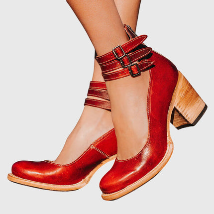 Nina | Women's Heeled Ankle Boots – Double Buckle Block Heel