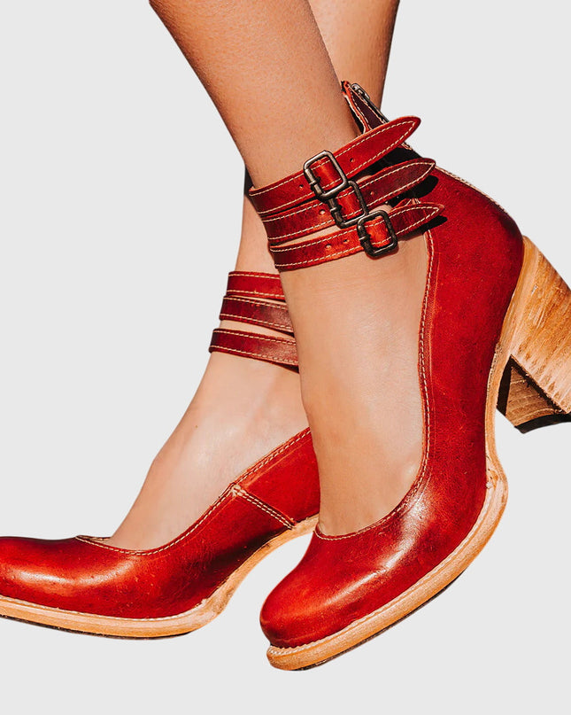 Nina | Women's Heeled Ankle Boots – Double Buckle Block Heel