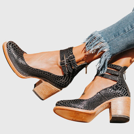 Nina | Women's Heeled Ankle Boots – Double Buckle Block Heel