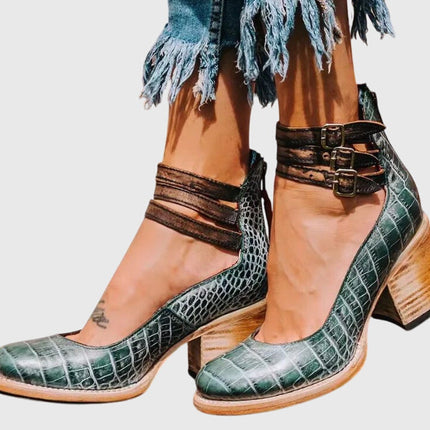 Nina | Women's Heeled Ankle Boots – Double Buckle Block Heel