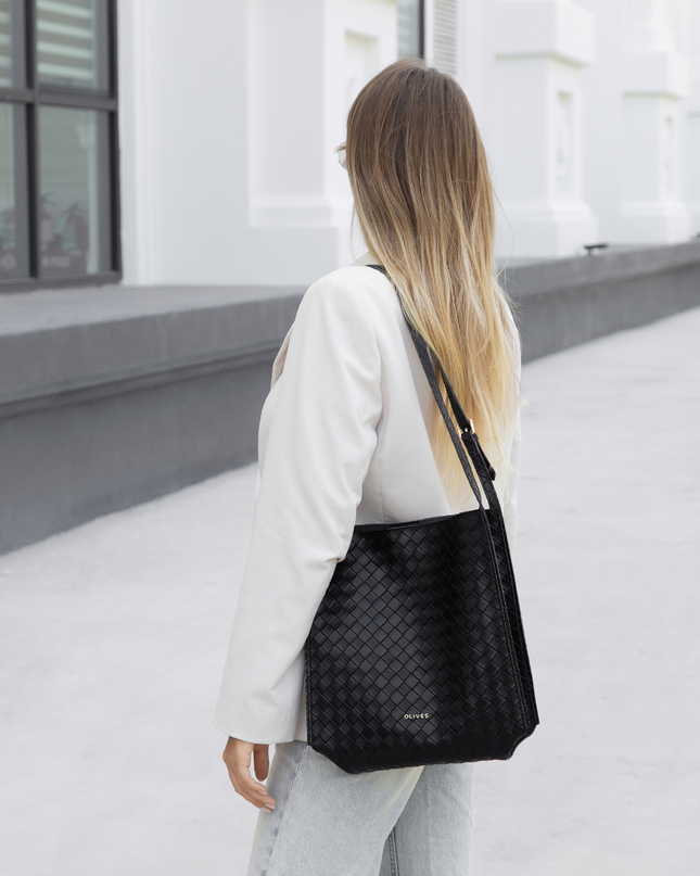 Noémie | Women's Woven Vegan Leather Tote Bag
