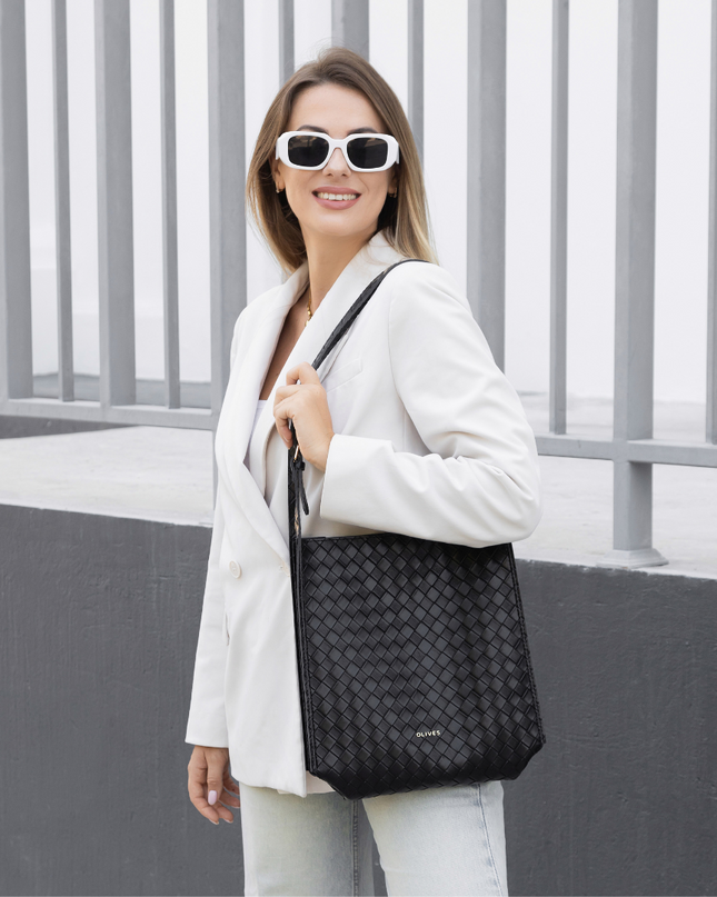 Noémie | Women's Woven Vegan Leather Tote Bag