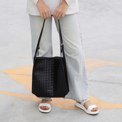 Noémie | Women's Woven Vegan Leather Tote Bag