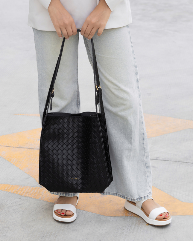 Noémie | Women's Woven Vegan Leather Tote Bag