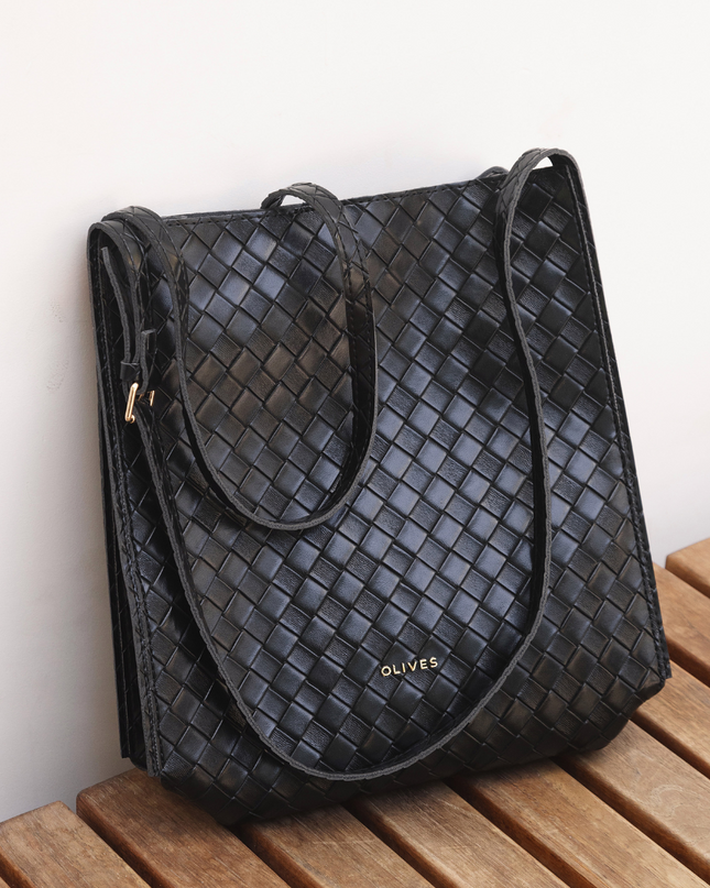 Noémie | Women's Woven Vegan Leather Tote Bag