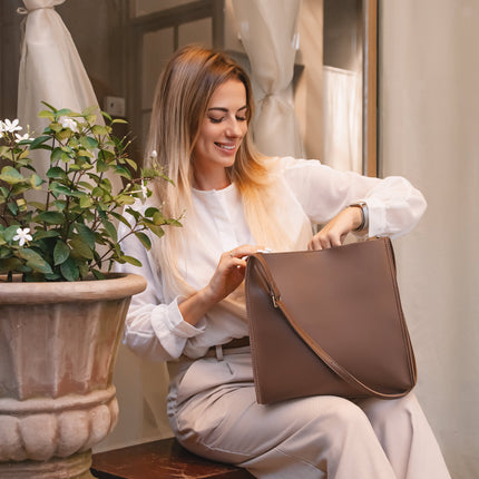 Noémie | Women's Woven Vegan Leather Tote Bag