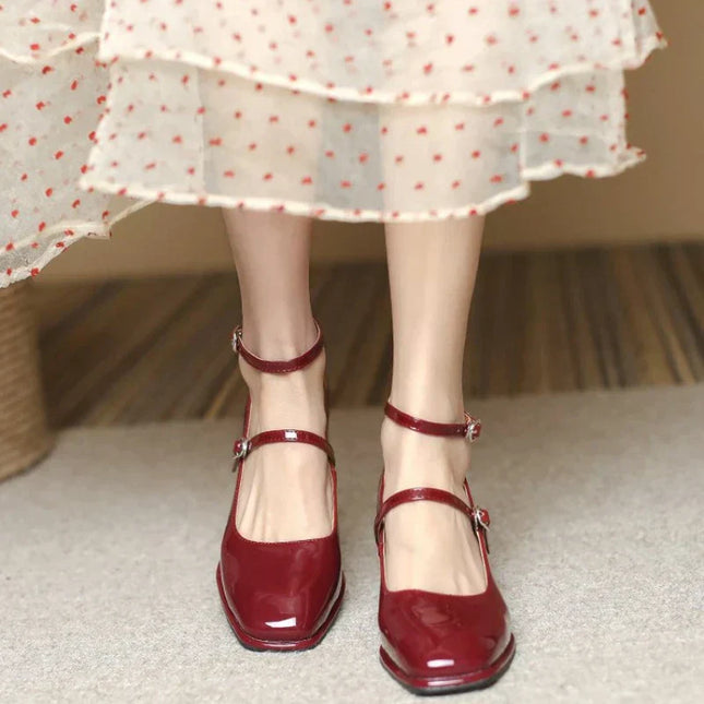 Noirelle | Polished Elegance Patent Mary Jane Block Heels