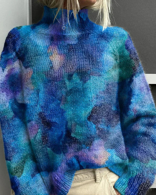 Ondine | Women's Sweater – Embroidered Turtleneck Knit