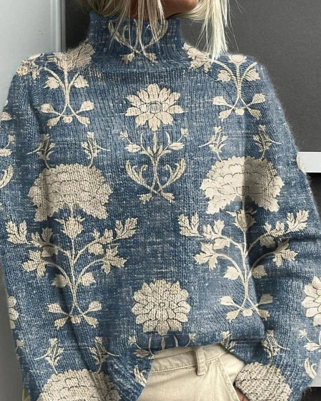 Ondine | Women's Sweater – Embroidered Turtleneck Knit