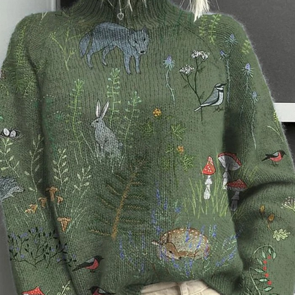 Ondine | Women's Sweater – Embroidered Turtleneck Knit