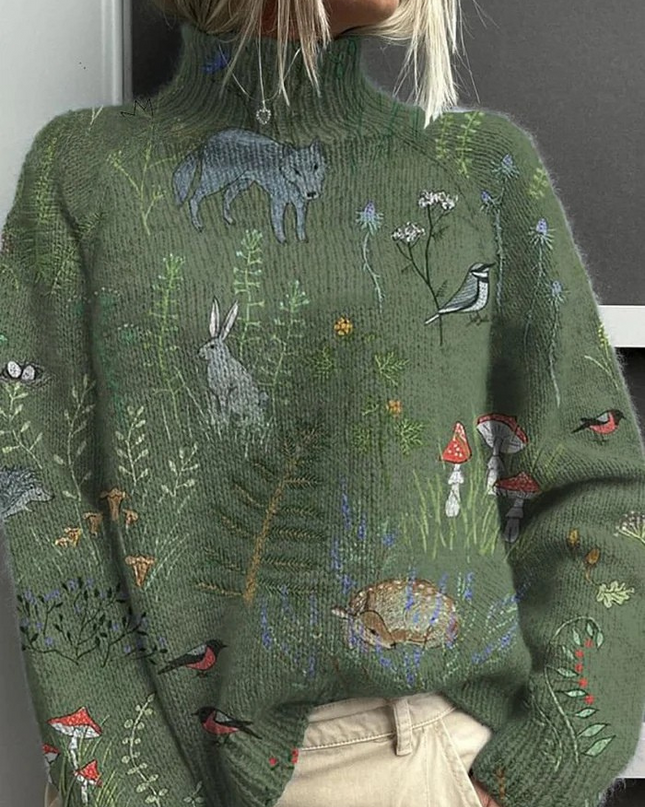 Ondine | Women's Sweater – Embroidered Turtleneck Knit