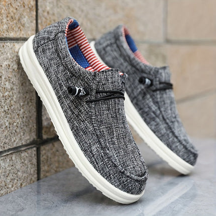 Orvellan | Men's Canvas Slip-On Loafers Elastic Lace Lightweight