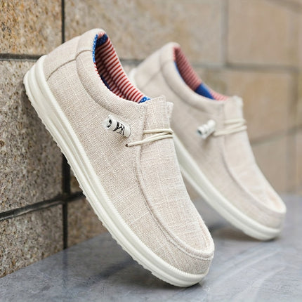 Orvellan | Men's Canvas Slip-On Loafers Elastic Lace Lightweight