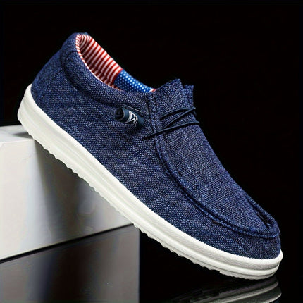 Orvellan | Men's Canvas Slip-On Loafers Elastic Lace Lightweight