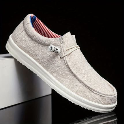 Orvellan | Men's Canvas Slip-On Loafers Elastic Lace Lightweight