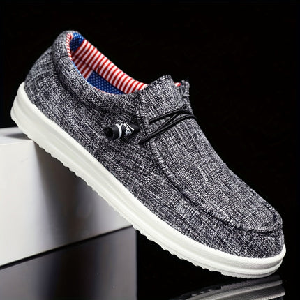 Orvellan | Men's Canvas Slip-On Loafers Elastic Lace Lightweight