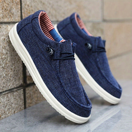 Orvellan | Men's Canvas Slip-On Loafers Elastic Lace Lightweight