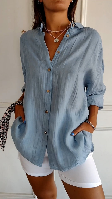 Ottilie | Oversized Button Front Collared Blouse
