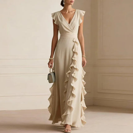 Patricia | Ruffle Trim Wrap Maxi Dress