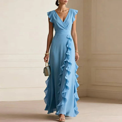 Patricia | Ruffle Trim Wrap Maxi Dress