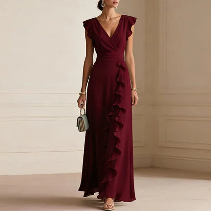 Patricia | Ruffle Trim Wrap Maxi Dress