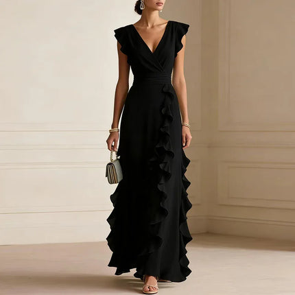 Patricia | Ruffle Trim Wrap Maxi Dress