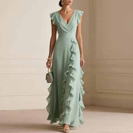 Patricia | Ruffle Trim Wrap Maxi Dress