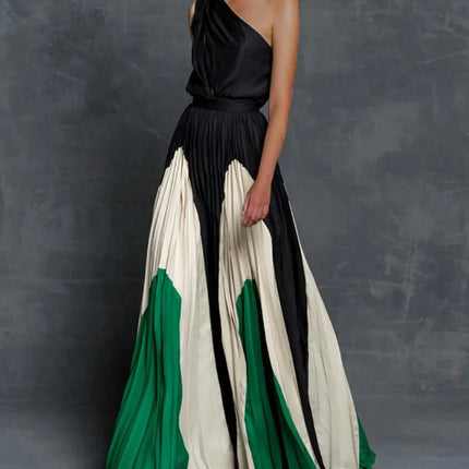 Pearl | One-Shoulder Pleated Maxi Dress