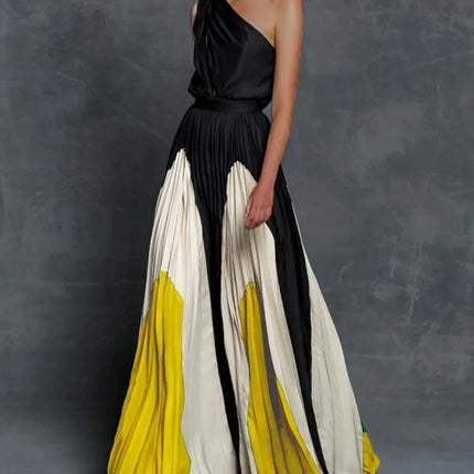 Pearl | One-Shoulder Pleated Maxi Dress