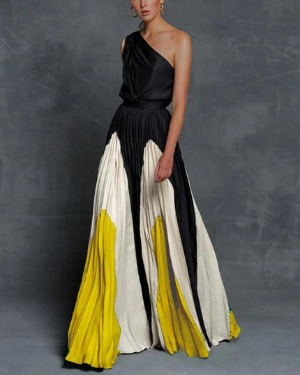 Pearl | One-Shoulder Pleated Maxi Dress