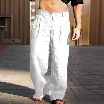 Pleated Trousers – Wide Leg & Button Closure