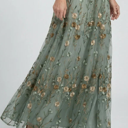 Rosalie | Floral V-Neck Flowing Maxi Dress with Flutter Sleeves