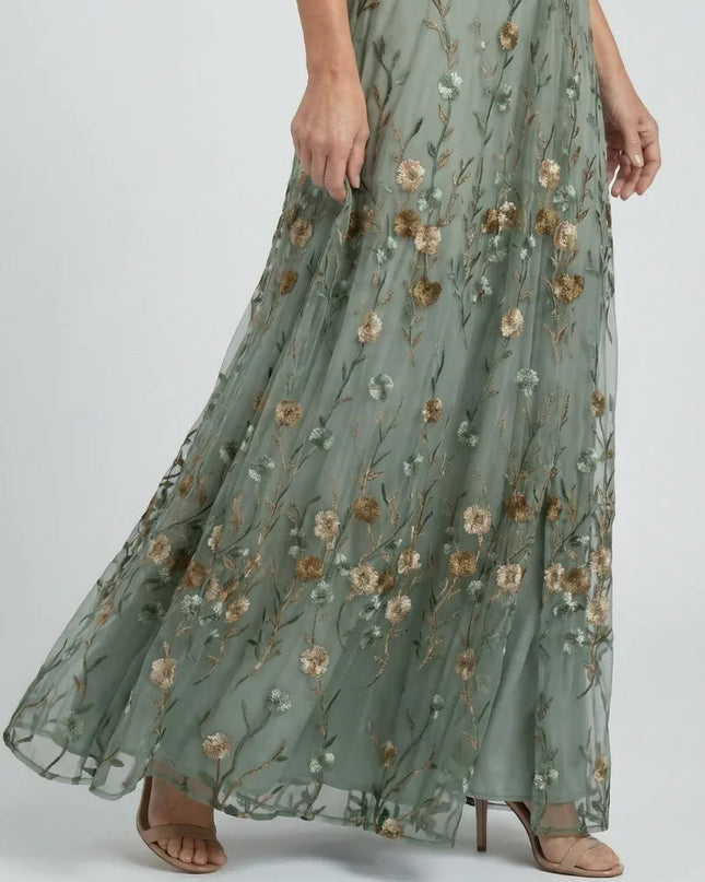 Rosalie | Floral V-Neck Flowing Maxi Dress with Flutter Sleeves