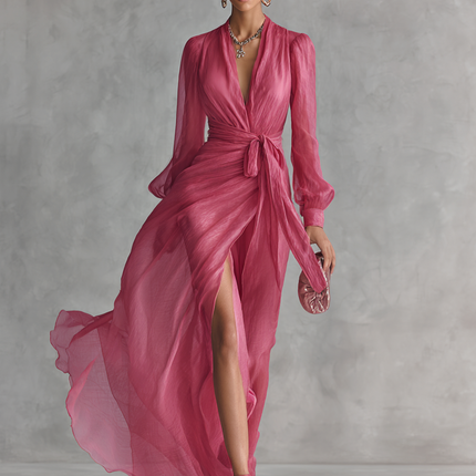 Rosalie | Tie-Waist V-Neck Maxi Dress