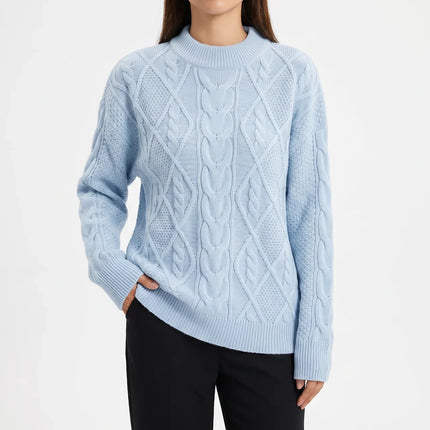 Rosalie | Women's Cable Knit Crew Neck Sweater