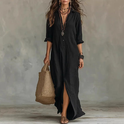 Rosamund | Button Front Relaxed Shirt Maxi Dress