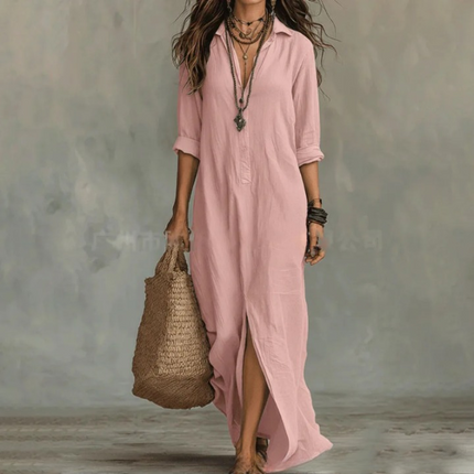 Rosamund | Button Front Relaxed Shirt Maxi Dress