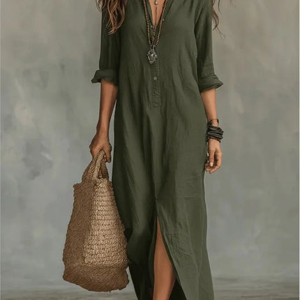 Rosamund | Button Front Relaxed Shirt Maxi Dress