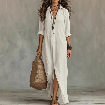 Rosamund | Button Front Relaxed Shirt Maxi Dress